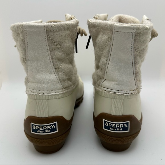 Sperry Syren Gulf Wool Quilt Side Zip Duck Boots Ivory STS85647 - Picture 6 of 10